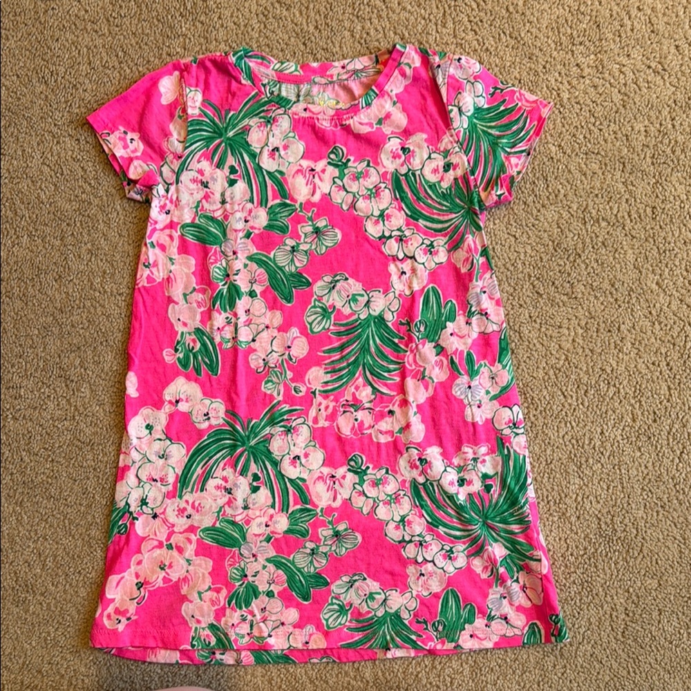 Lilly Pulitzer Pink and Green Floral Kids Dress